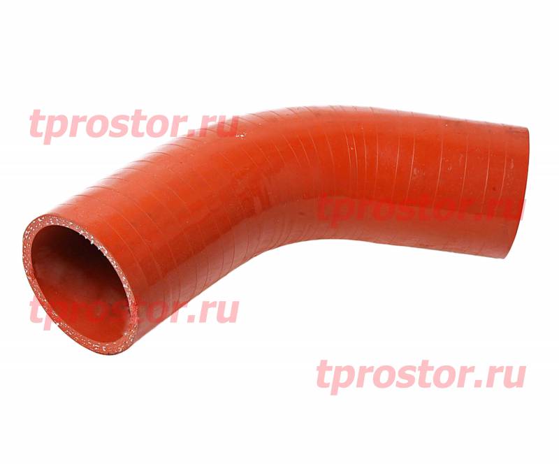 4320-1303010-01 Патрубок радиатора верхний на Урал с дв.К_А_М_А_3 (гнутый d=58) КРАСНЫЙ СИЛИКОН